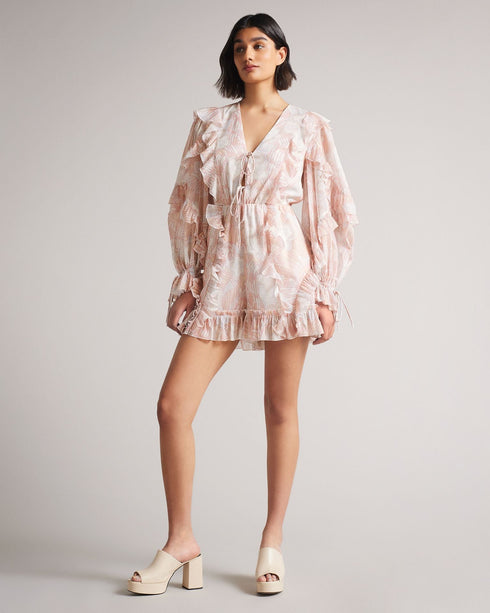 IRVETE-Trousers-Ideal for sunny walks along the river or enjoying a pub lunch, IRVETE is as easy to throw on as it is captivating. Finished with ruffles, this romper is a must-have for your summer wardrobe. Ted Baker womenswear collection Romper Soft ruffle detail Fully lined Our model is 5'9" / 1.75m and wears a Ted size 1- Ted Baker Romania